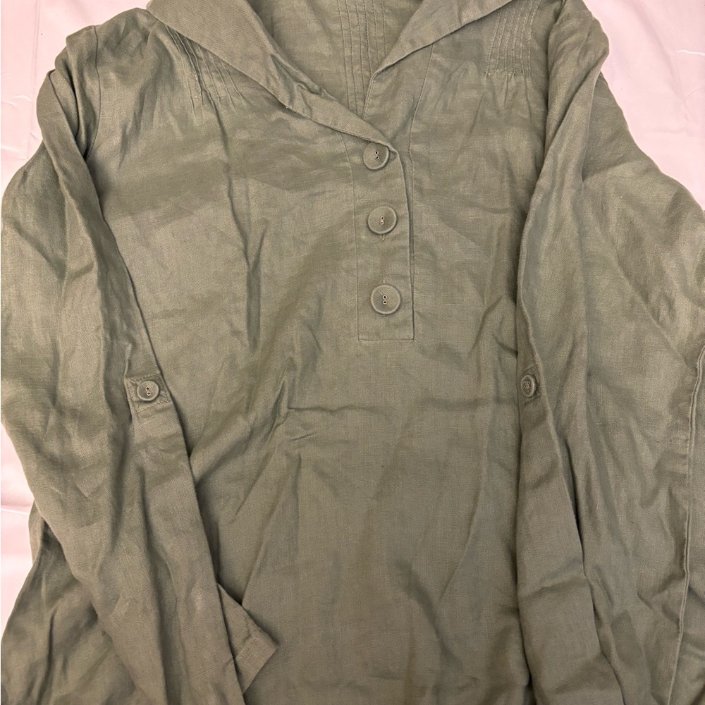 Olive Green Button-Up Shirt